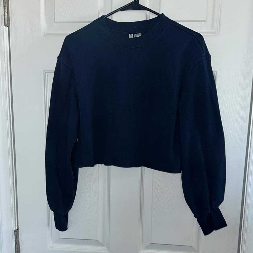 Blue Boxy Cropped  Sweatshirt